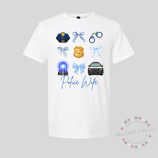 Police Wife T-Shirt – Cute Blue Line Support Tee for Law Enforcement Wives