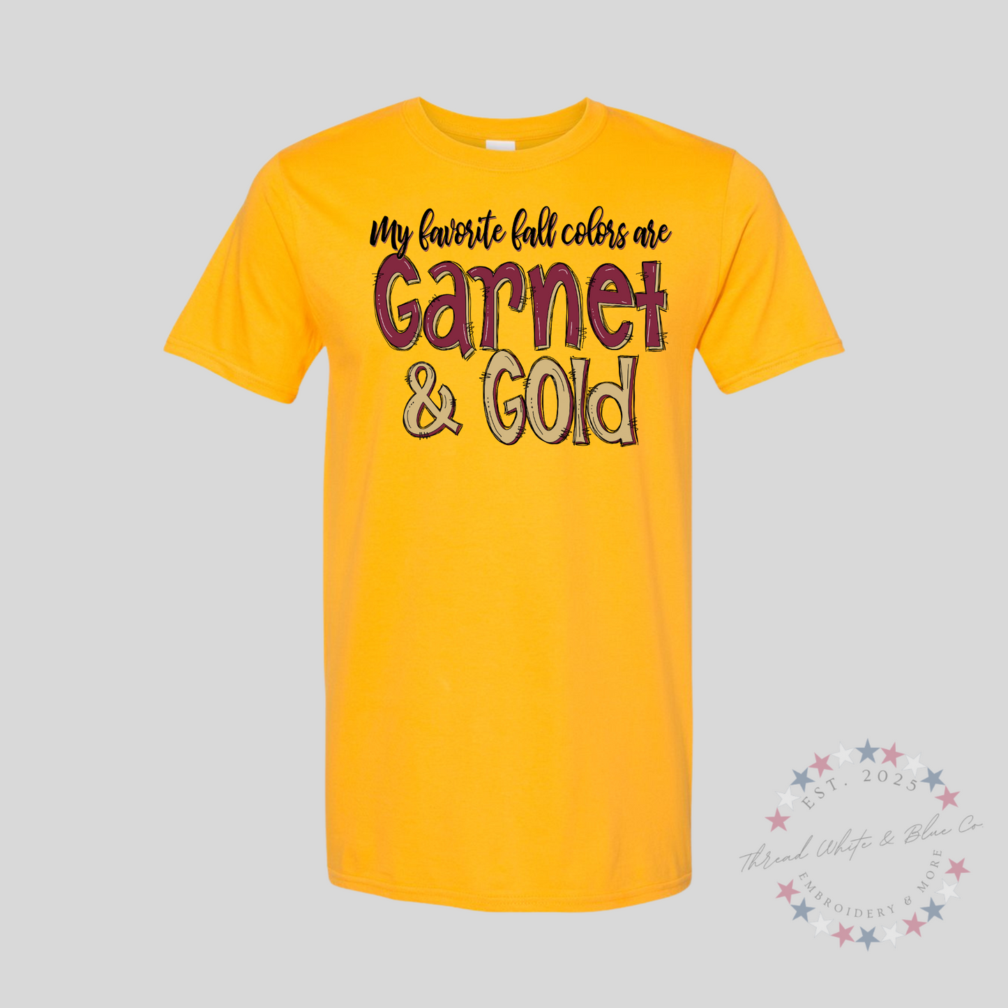 Garnet & Gold T-Shirt – My Favorite Fall Colors Game Day Tee for Florida State Fans