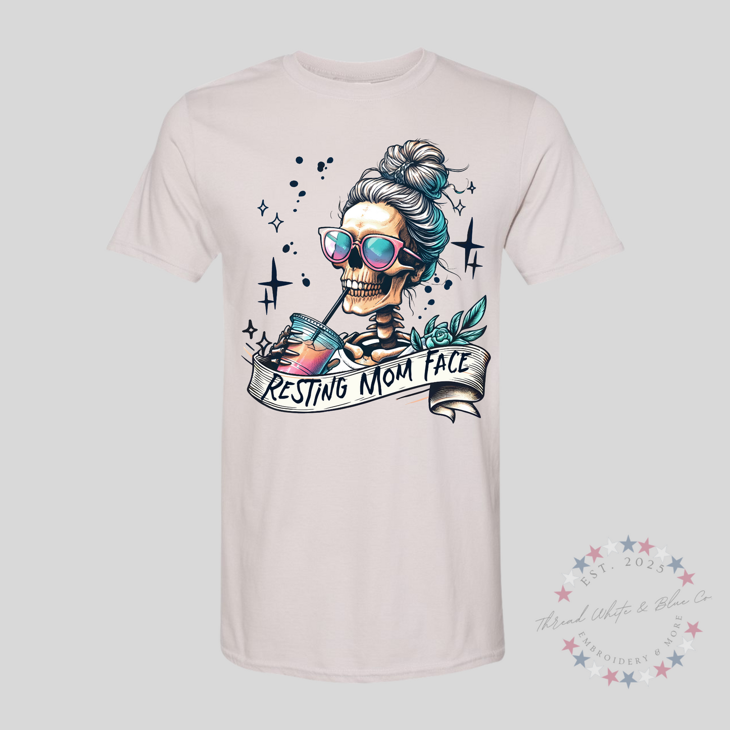 Skeleton Resting Mom Face T-Shirt – Funny & Relatable Mom Life Tee
