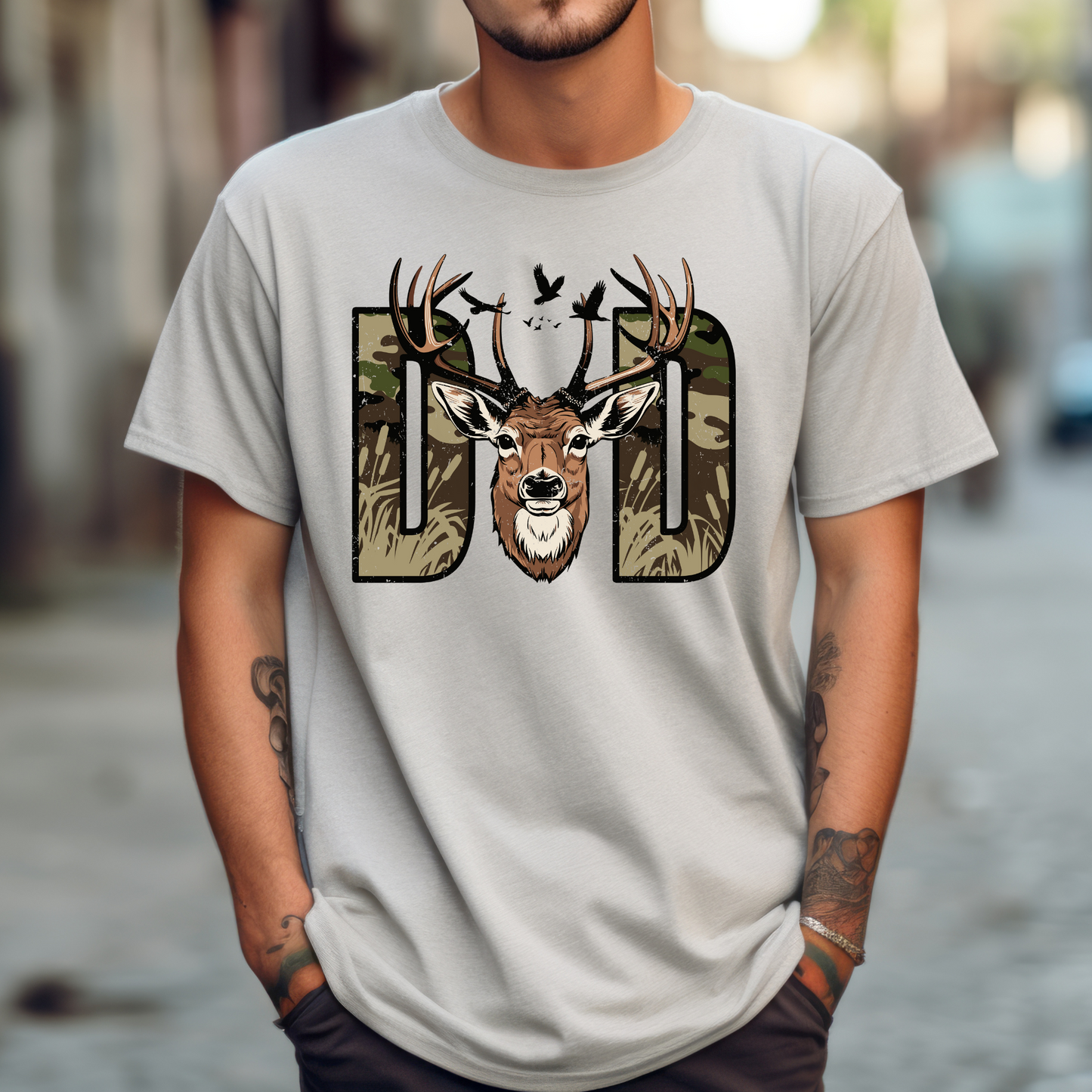 Camo Deer Hunting Dad T-Shirt