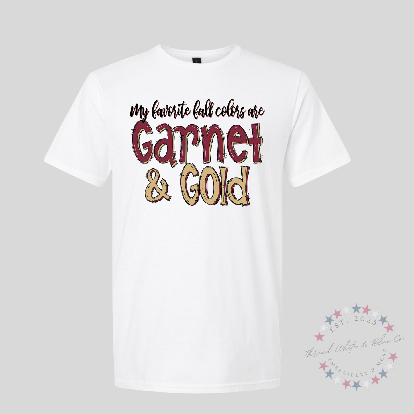 Garnet & Gold T-Shirt – My Favorite Fall Colors Game Day Tee for Florida State Fans