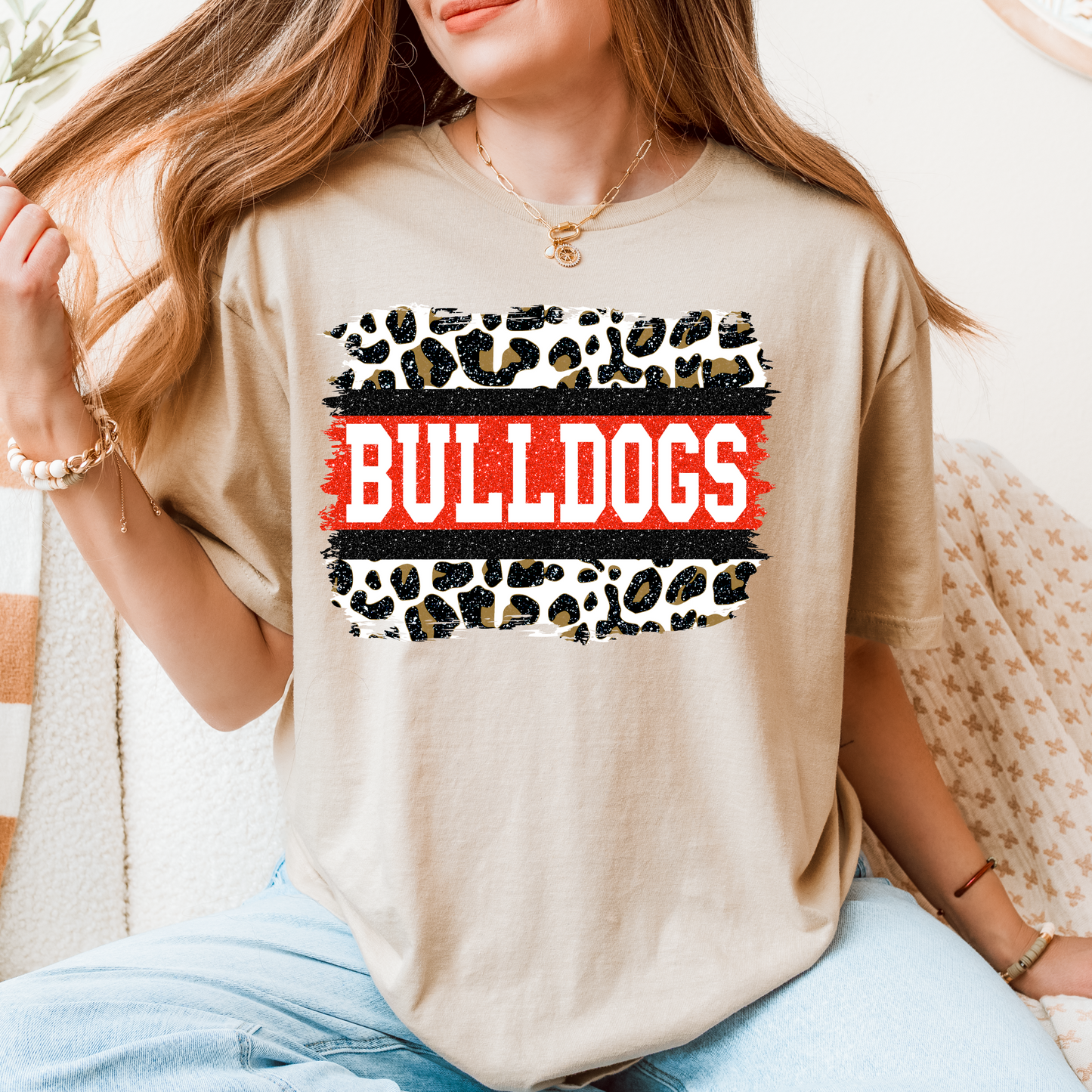 Georgia Bulldogs T-Shirt – Leopard Print Game Day Graphic Tee for UGA Fans
