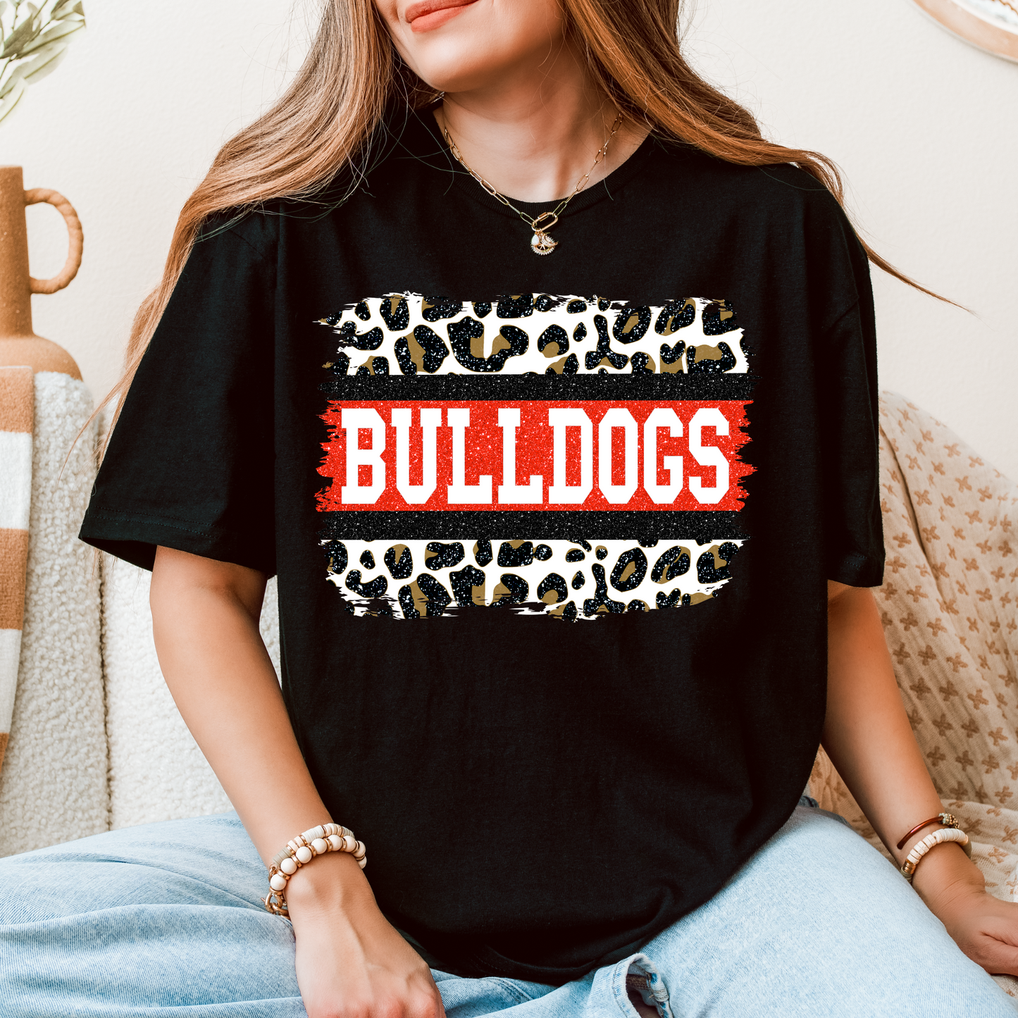 Georgia Bulldogs T-Shirt – Leopard Print Game Day Graphic Tee for UGA Fans
