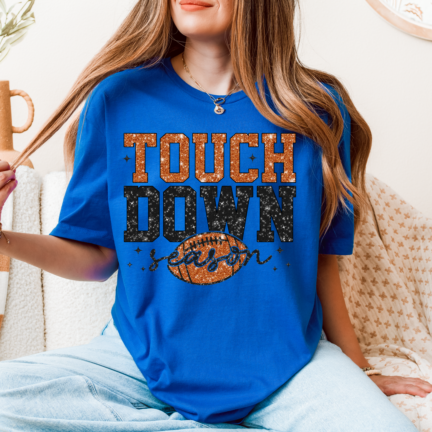 Touchdown Season T-Shirt – Sparkly Football Game Day Tee for Fall Fans & Tailgaters