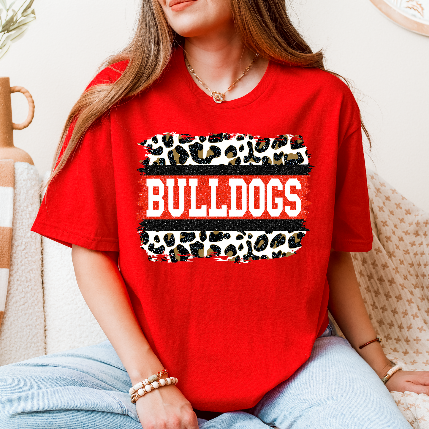 Georgia Bulldogs T-Shirt – Leopard Print Game Day Graphic Tee for UGA Fans