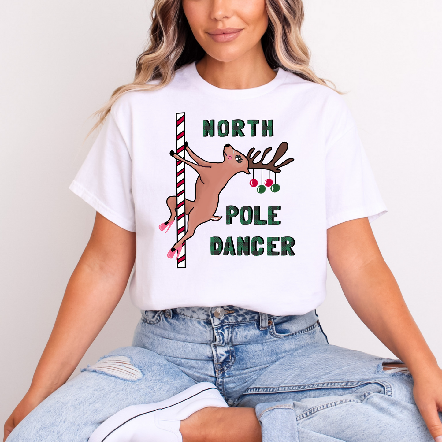 "North Pole Dancer" Funny Christmas T-Shirt – Naughty Holiday Humor for the Bold & Festive