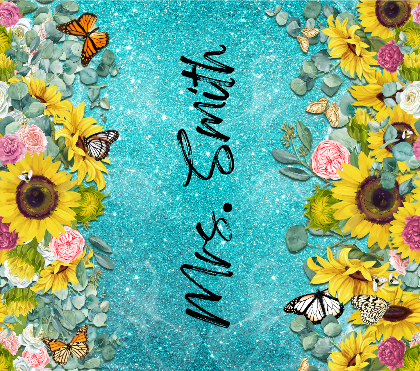Personalized Butterfly Floral Tumbler – 20 oz Skinny Glitter Cup with Name Customization