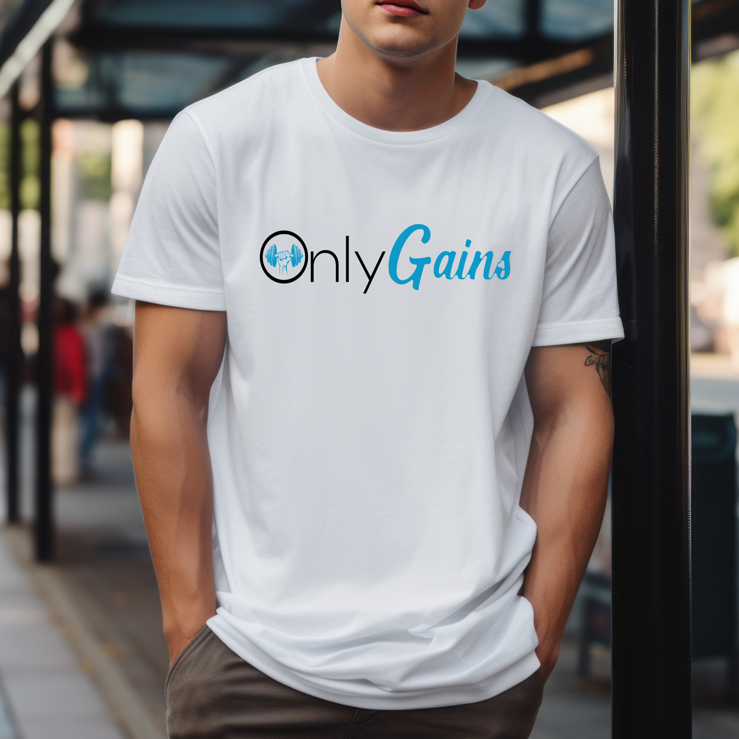 OnlyGains T-Shirt – Funny Fitness Gym Workout Shirt for Men & Women