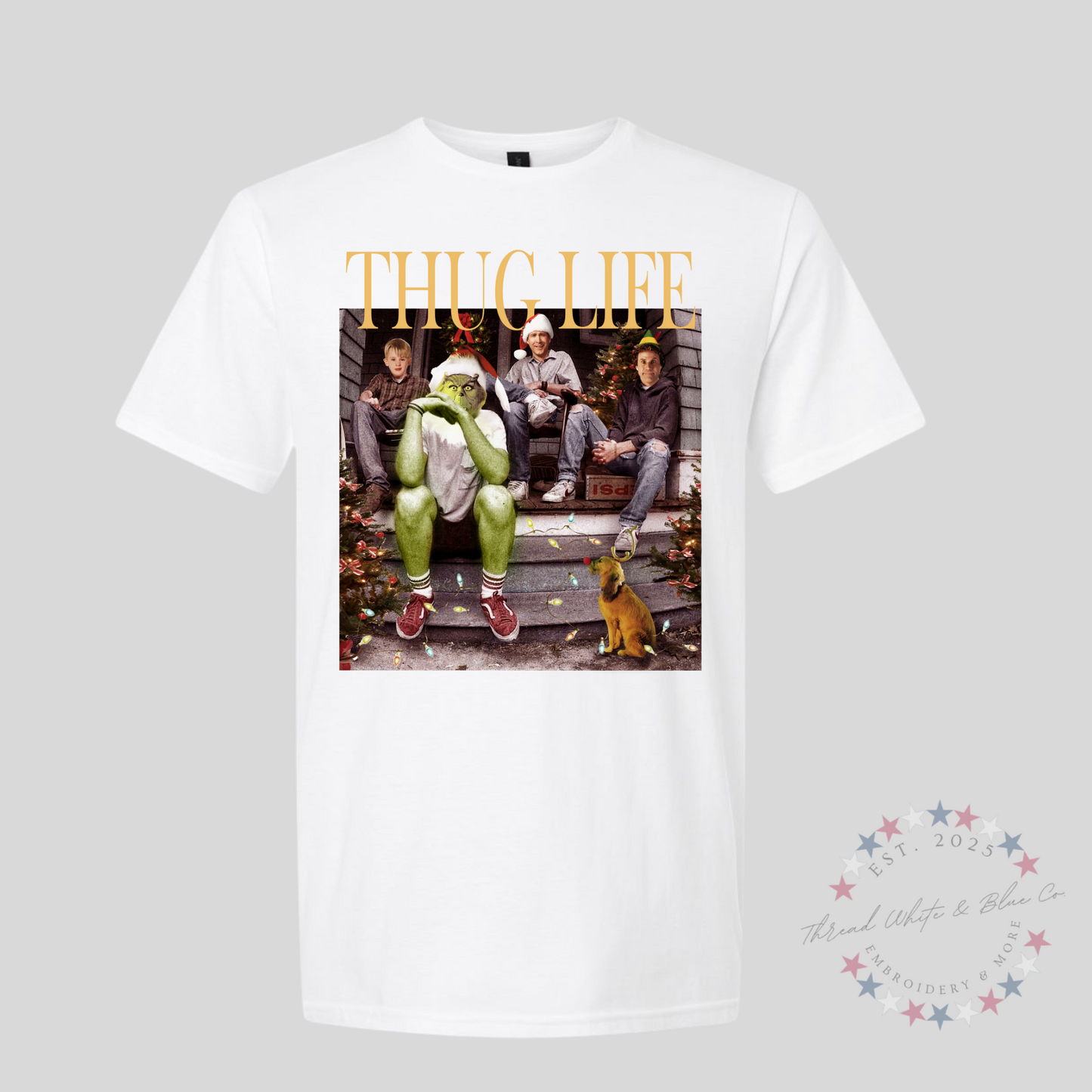 "Thug Life" Grinch Christmas T-Shirt – Funny Holiday Street Style with a Festive Twist
