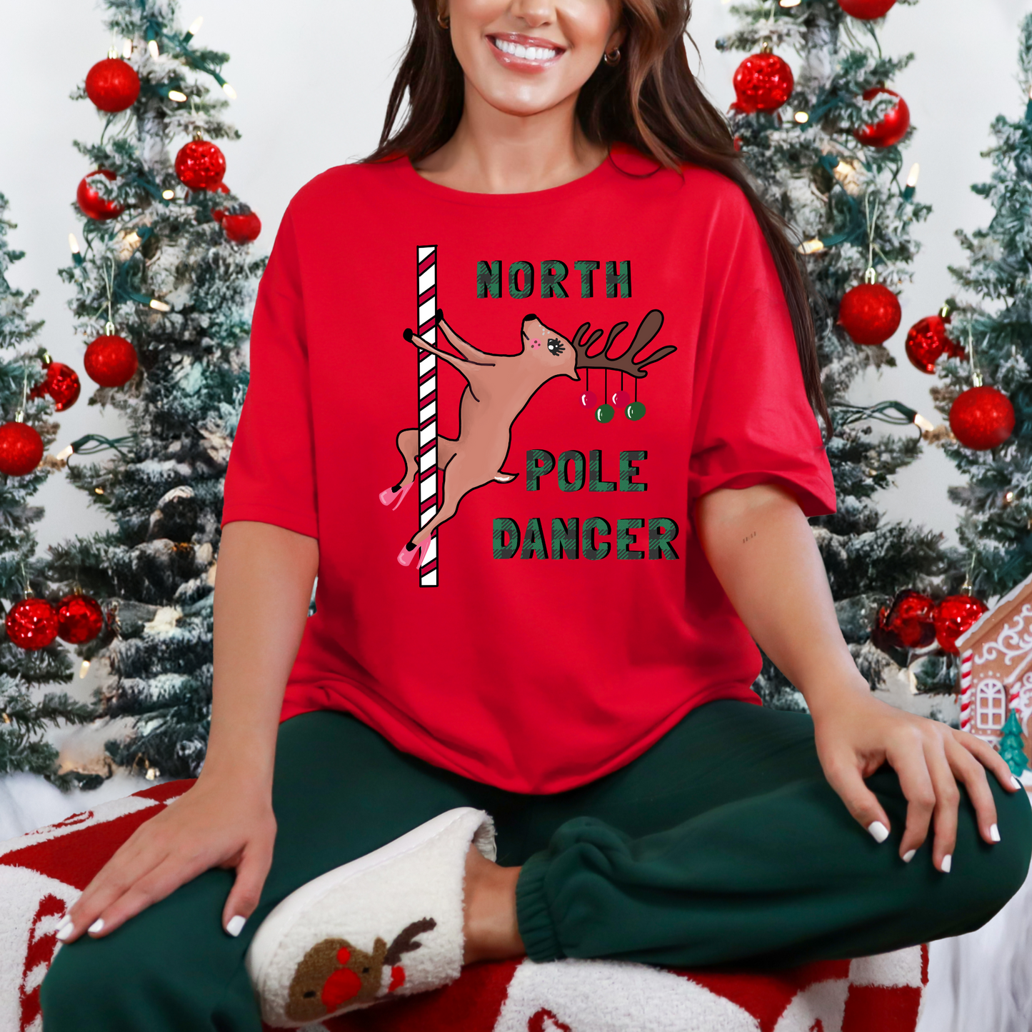 "North Pole Dancer" Funny Christmas T-Shirt – Naughty Holiday Humor for the Bold & Festive
