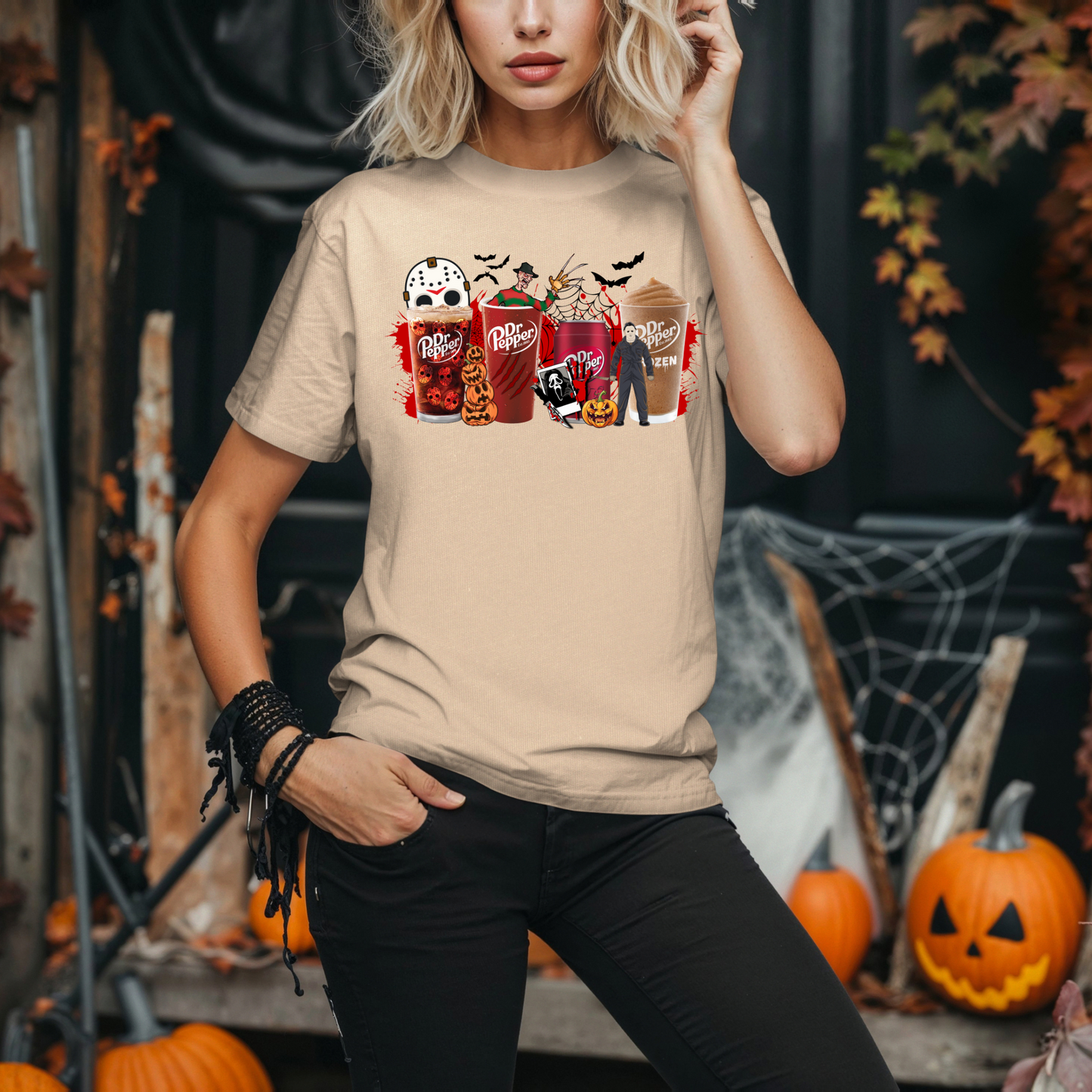 Halloween Dr. Pepper Horror T-Shirt – Scary Movies & Spooky Sips