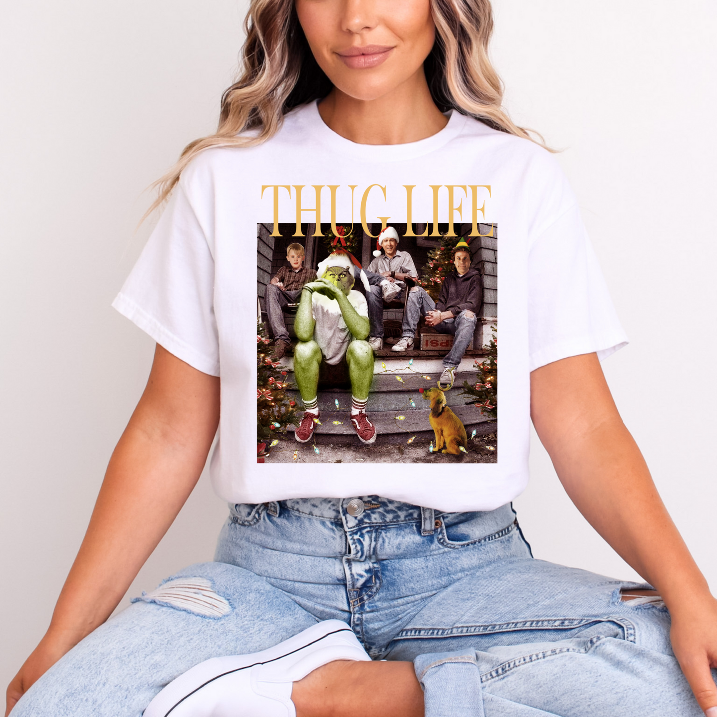 "Thug Life" Grinch Christmas T-Shirt – Funny Holiday Street Style with a Festive Twist