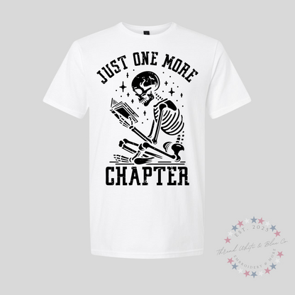 "Just One More Chapter" Skeleton Book Lover T-Shirt