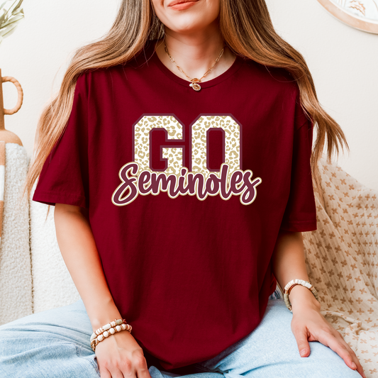 Go Seminoles T-Shirt – Leopard Print Florida State Game Day Tee