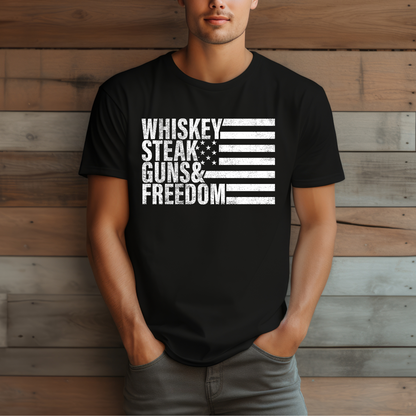 Whiskey, Steak, Guns & Freedom T-Shirt for Men
