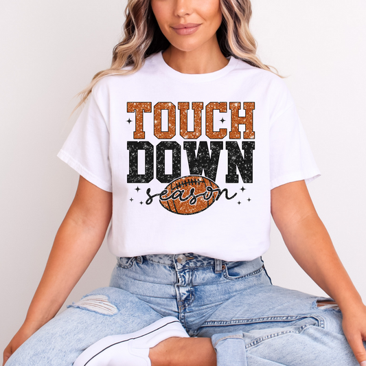 Touchdown Season T-Shirt – Sparkly Football Game Day Tee for Fall Fans & Tailgaters