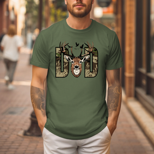 Camo Deer Hunting Dad T-Shirt
