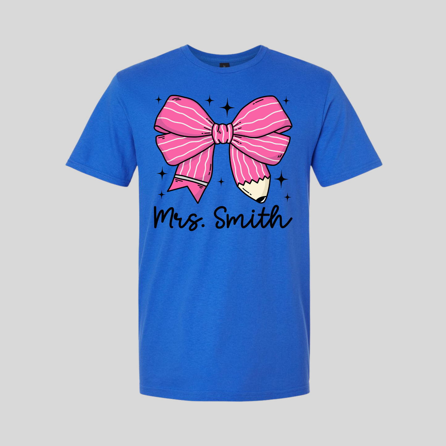 Personalized Pink Pencil Bow T-Shirt