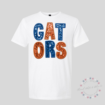 Florida Gators Sequin Letter T-Shirt – Game Day Glitter Tee | Orange & Blue Football Shirt for Women