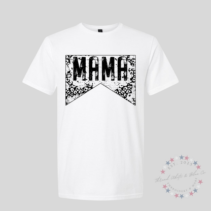 Trendy Mama T-Shirt | Leopard Print Distressed Banner Tee for Moms