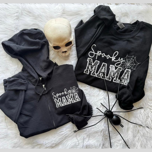 Glow-in-the-Dark Spooky Mama Appliqué Crewneck