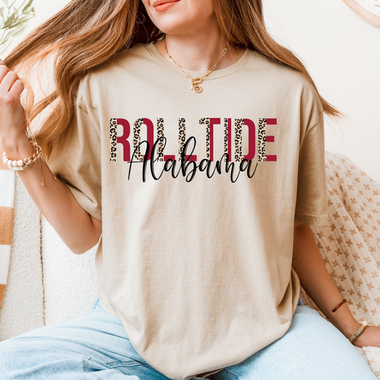 Roll Tide Alabama Leopard Print T-Shirt | Cute Crimson Tide Game Day Shirt