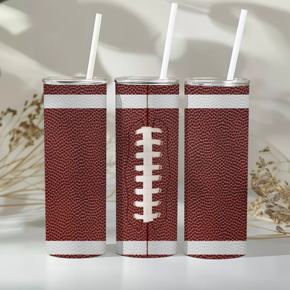 Football 20 oz Tumbler with Lid & Straw – Personalized Option