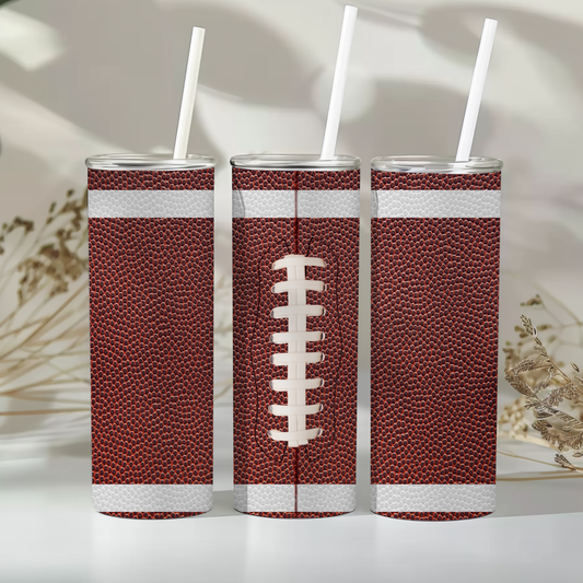 Football 20 oz Tumbler with Lid & Straw – Personalized Option