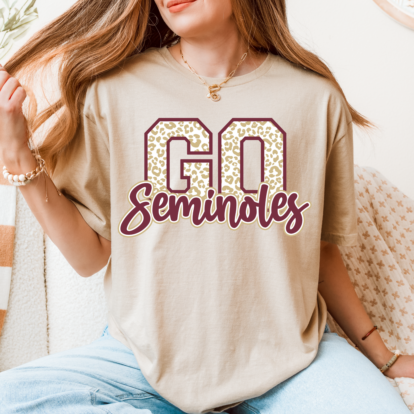 Go Seminoles T-Shirt – Leopard Print Florida State Game Day Tee