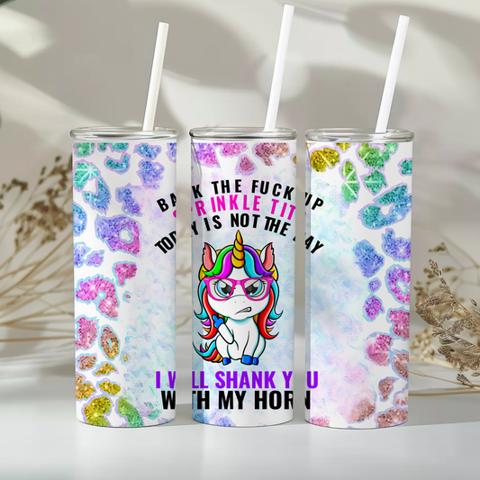 Sassy Unicorn 20 oz Tumbler | “Back the F* Up Sprinkle T*ts” Rainbow Unicorn