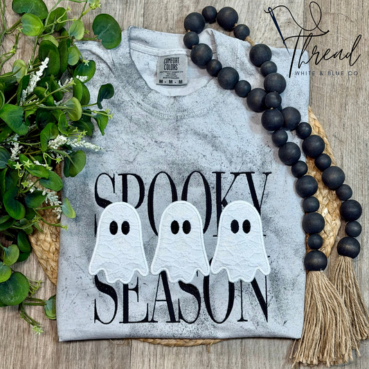 Spooky Season Ghost Tee | Comfort Colors Embroidered Shirt