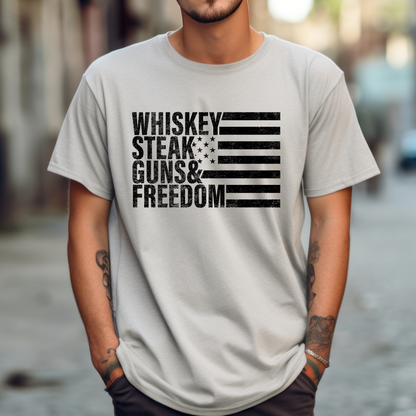 Whiskey, Steak, Guns & Freedom T-Shirt for Men
