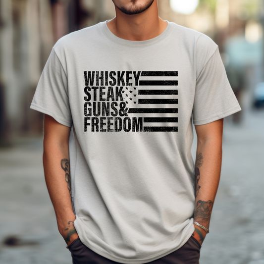 Whiskey, Steak, Guns & Freedom T-Shirt for Men