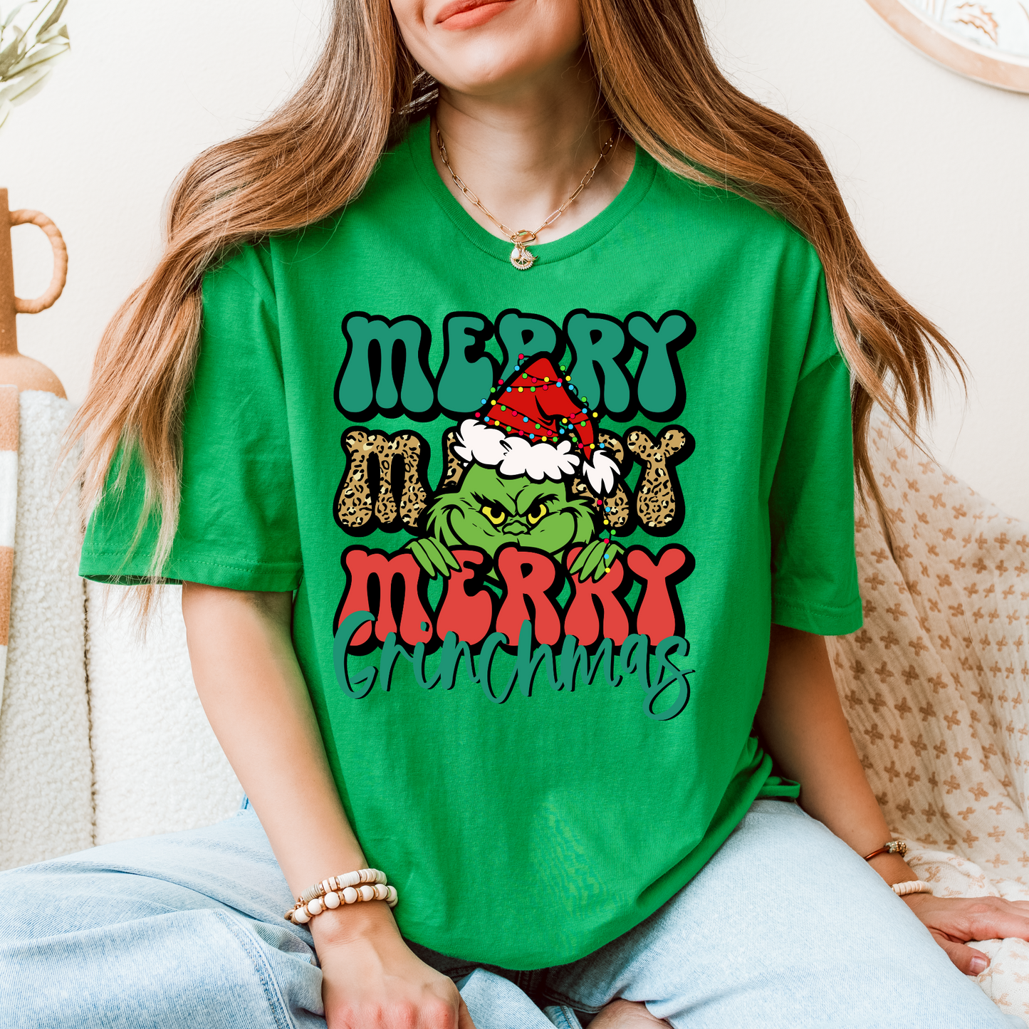 "Merry Merry Merry Grinchmas" T-Shirt – Whoville-Approved Holiday Style with a Grinchy Twist