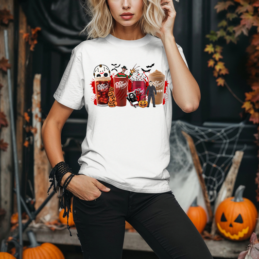 Halloween Dr. Pepper Horror T-Shirt – Scary Movies & Spooky Sips