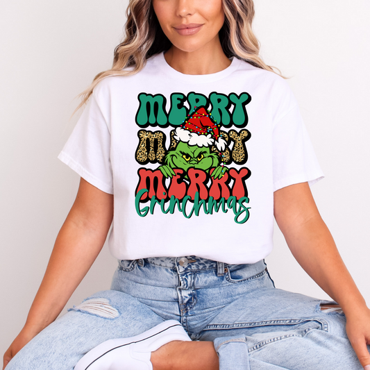"Merry Merry Merry Grinchmas" T-Shirt – Whoville-Approved Holiday Style with a Grinchy Twist