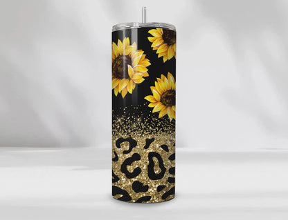 Sunflower Leopard Print 20 oz Skinny Tumbler