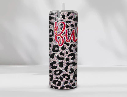 Bulldogs 20 oz Tumbler – Glitter Leopard Print |Sports Team Spirit Drinkware