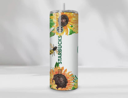 Sunflower Bee Coffee Tumbler – Starbucks-Inspired Style