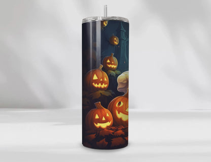 Happy Ghost & Jack-O'-Lantern Halloween Tumbler