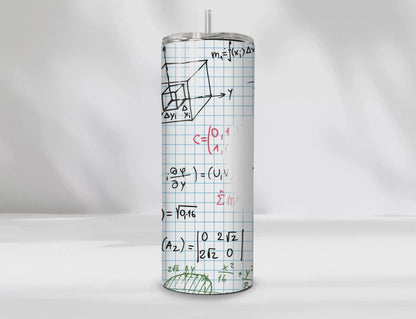 Math Teacher 20 oz Tumbler – Personalized Graph Paper & Equations Design