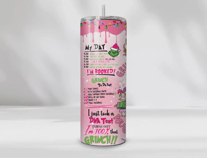 💚🎄 "Grinchy on the Outside" Pink Christmas 20 oz Tumbler