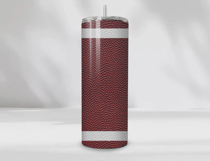 Football 20 oz Tumbler with Lid & Straw – Personalized Option