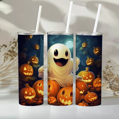 Happy Ghost & Jack-O'-Lantern Halloween Tumbler
