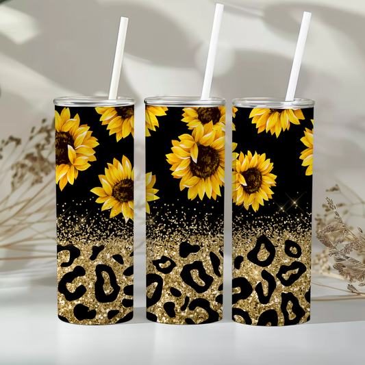 Sunflower Leopard Print 20 oz Skinny Tumbler
